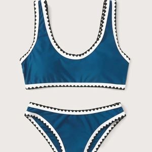 Shein blue contrast trim bikini